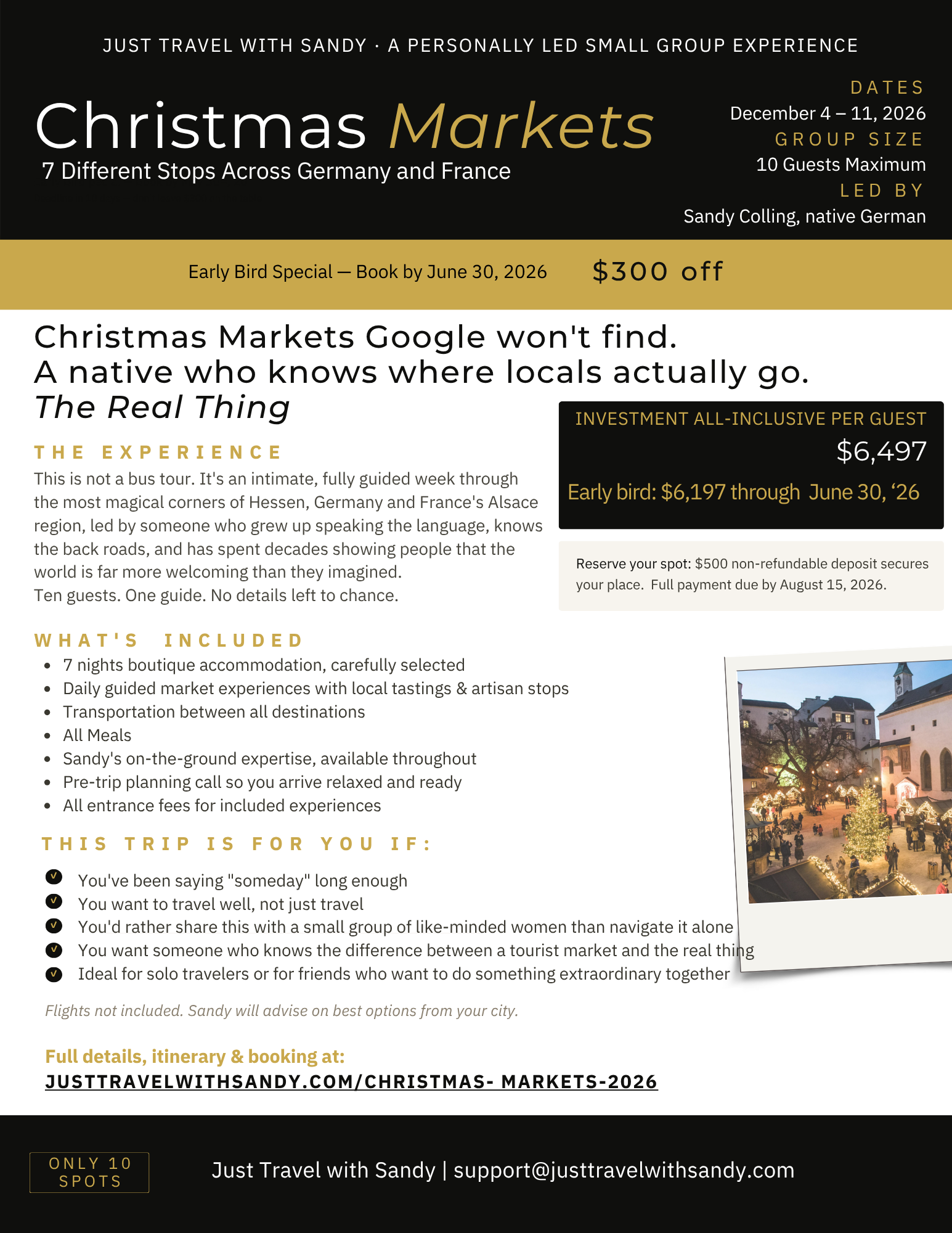 Luxury Christmas Market Tour Germany & France December 4-11, 2026