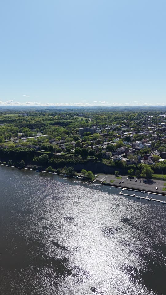 A view up Main Street in Hudson from the water