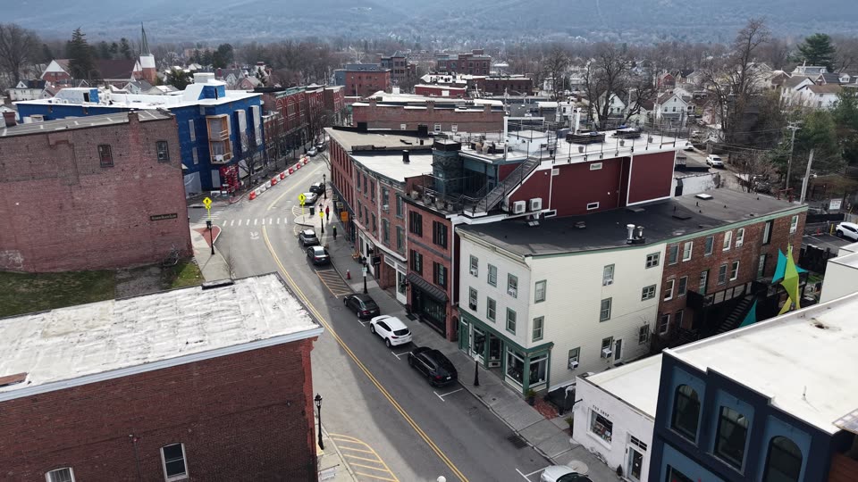 Flying around the corner in lower Main Street Beacon