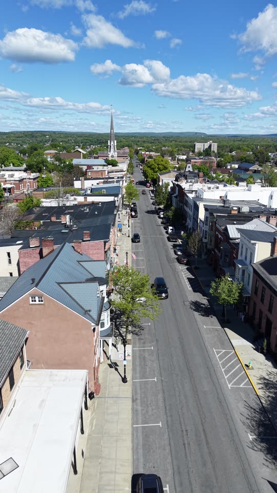 Flying down Warren Street in Hudson