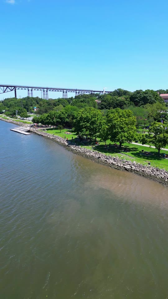 Flying down the Poughkeepsie waterfront (vert)