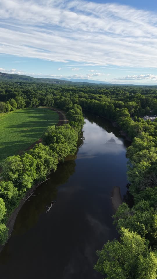 Flying down the Wallkill River in New Paltz in morning