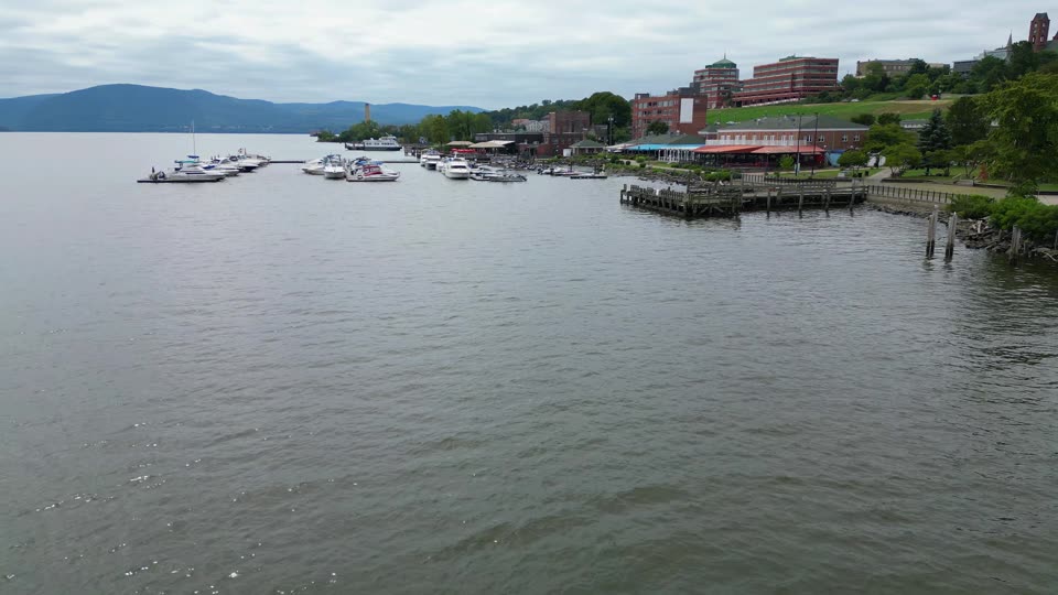 Flying downriver near the Newburgh waterfront
