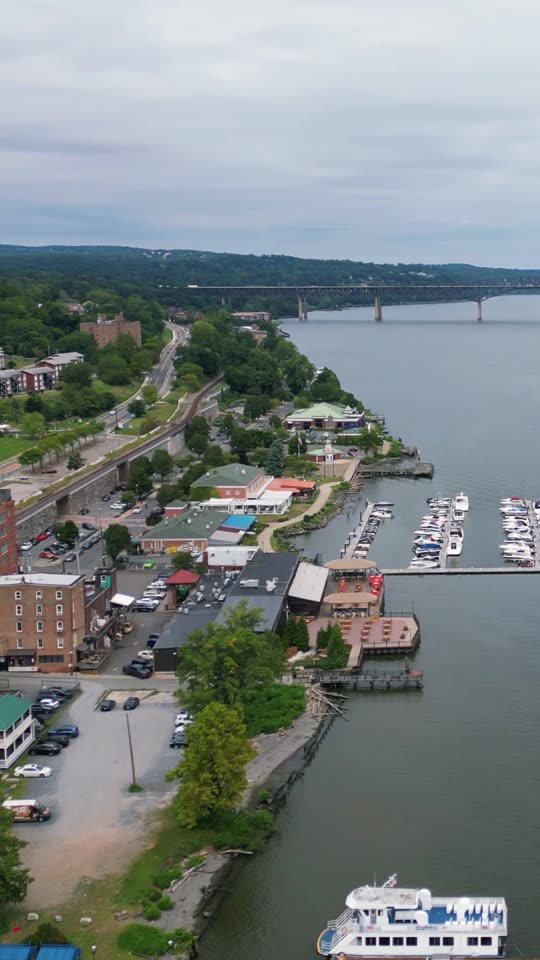 Flying high above the Newburgh waterfront (vert)
