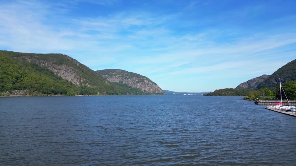 Flying low upriver from the Cold Spring waterfront
