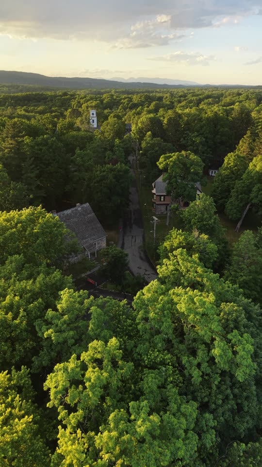 Flying over Huguenot Street at golden hour