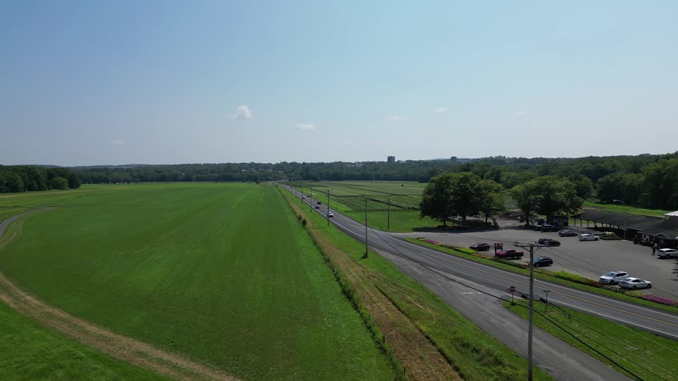 Flying over the fields towards New Paltz