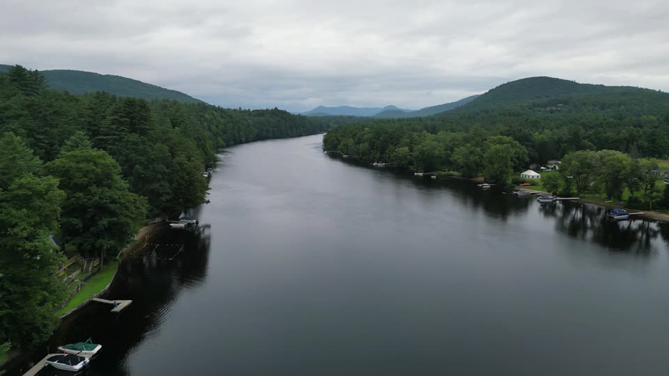 Flying over the river towards the Adirondacks