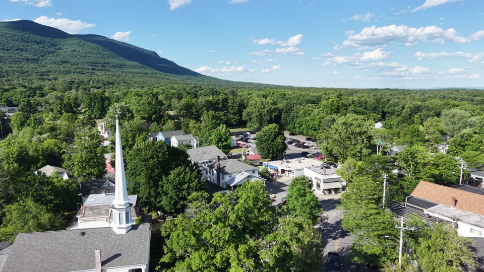 Flying over the village green in Woodstock
