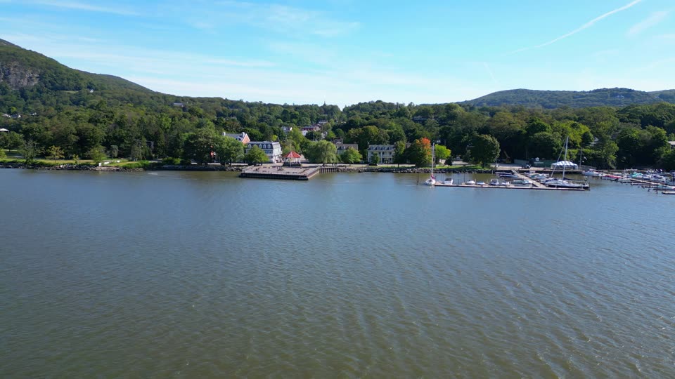 Flying parallel to the Cold Spring waterfront