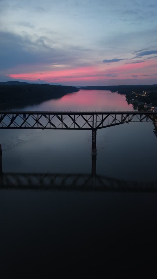 Flying towards the Walkway with a cotton candy sky vert