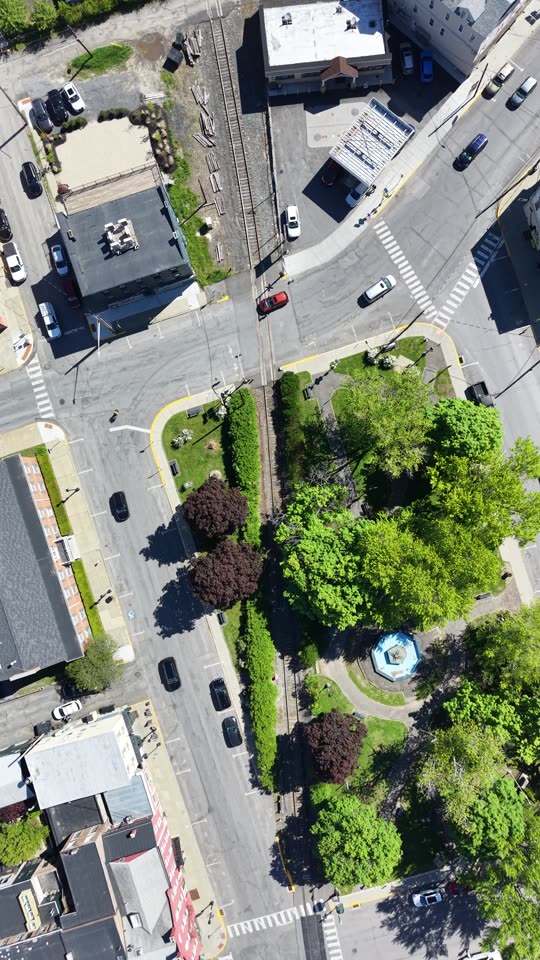 Following the train tracks through Public Square in Hudson copy