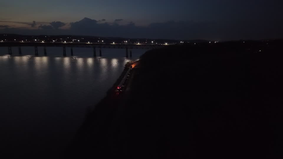 Metro North and the Newburgh Beacon Bridge at night