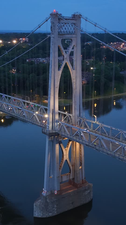 Orbiting the Mid Hudson Bridge at night