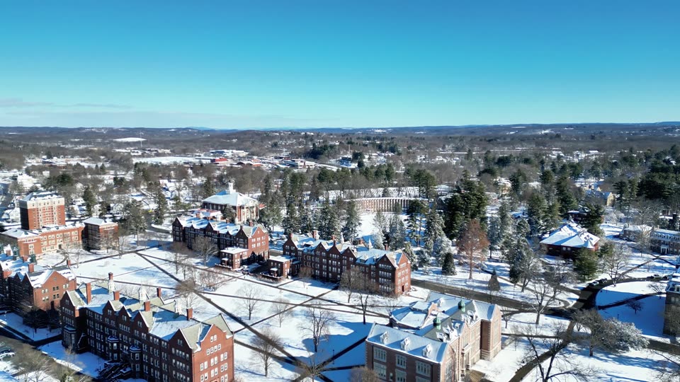 Over Vassar College in winter