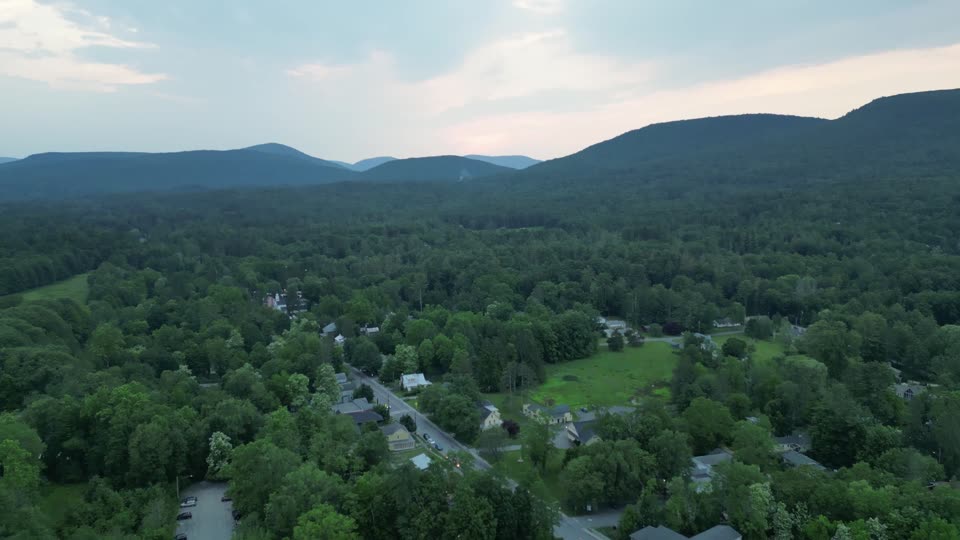 Panning down from the Catskills over Woodstock