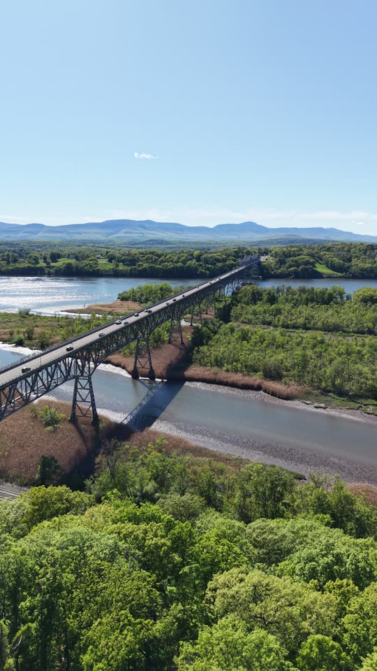 The Catskills and the Rip Van Winkle bridge near Hudson vert