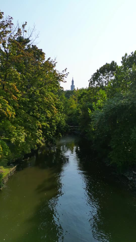 The Fallkill Creek and a church steeple (vert)