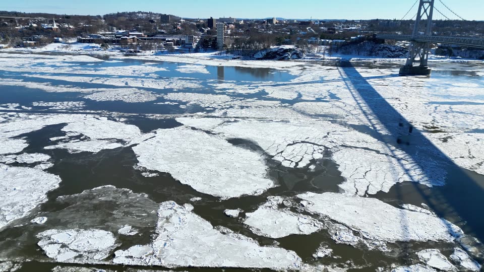 Towards Poughkeepsie waterfront in winter
