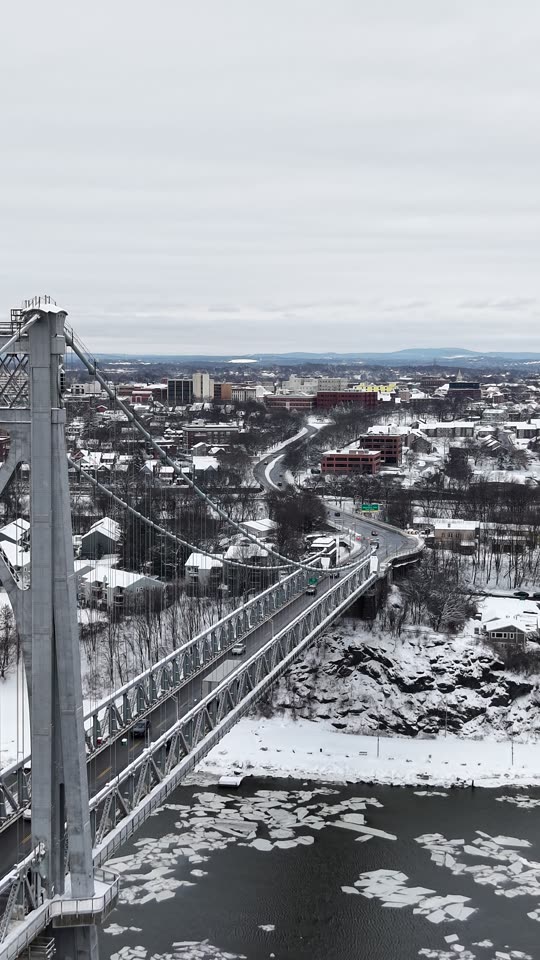 Winter Panning Across Mid Hudson Bridge